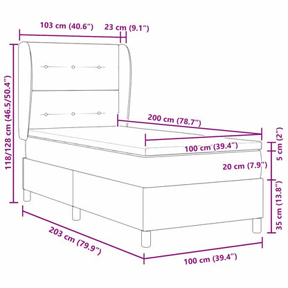 Letto a molle con testiera Marrone scuro 100 x 200 cm Tessuto | homemem39