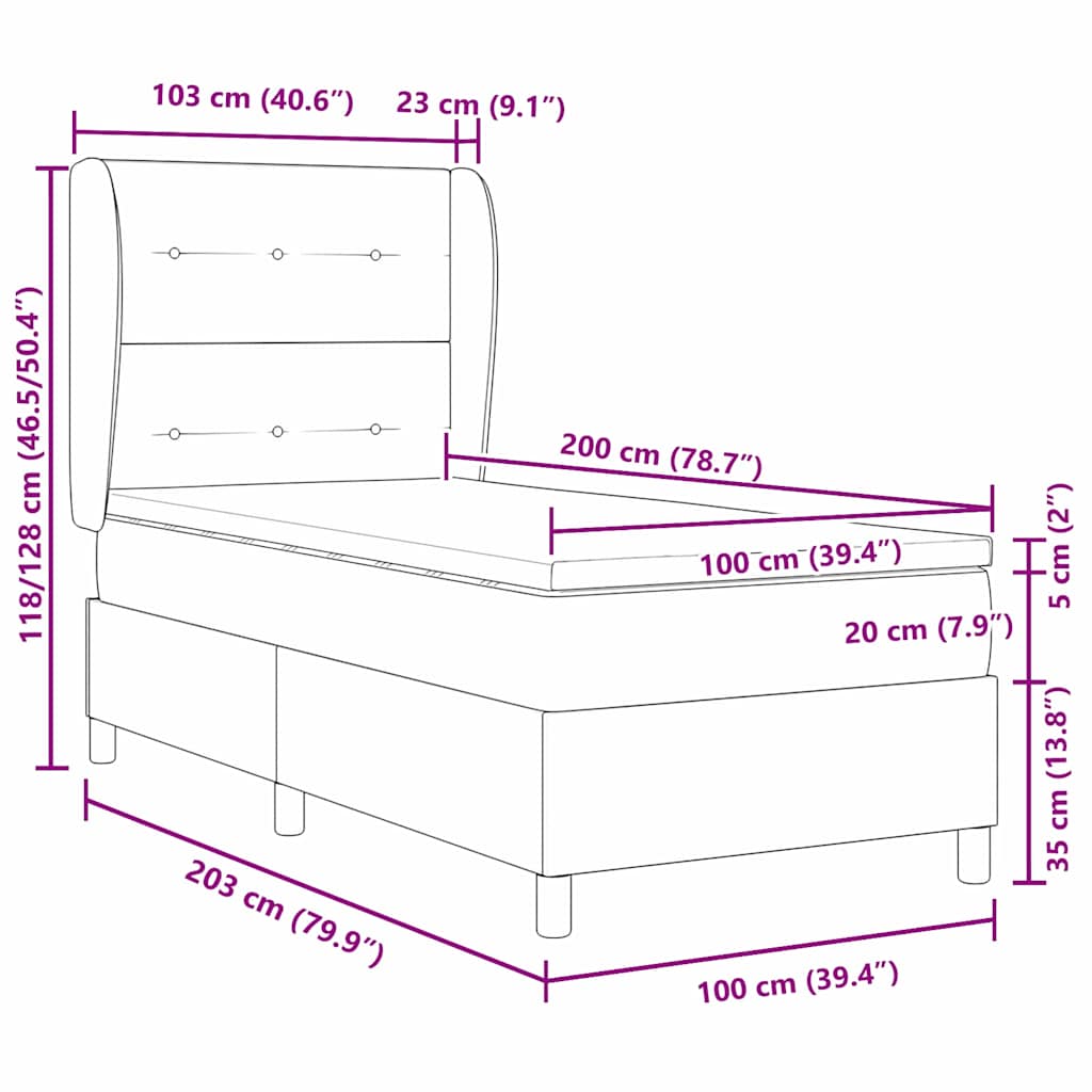 Letto a molle con testiera Marrone scuro 100 x 200 cm Tessuto | homemem39