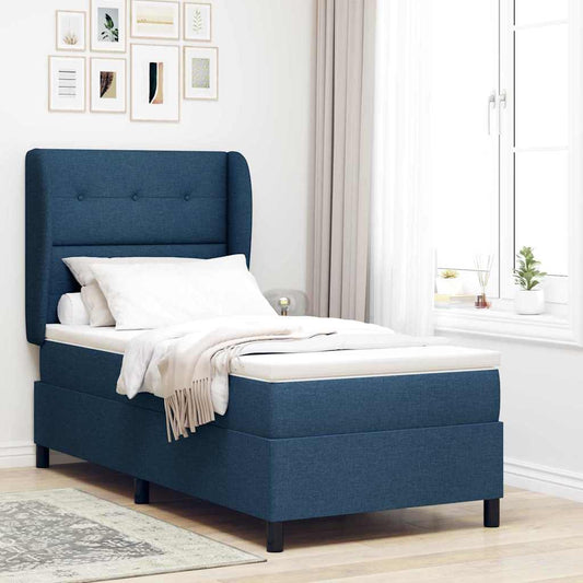 Letto a molle con testiera Blu 100 x 200 cm Tessuto | homemem39