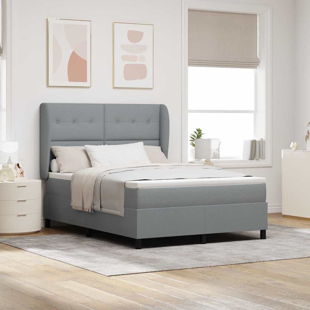 Letto a molle con testiera Grigio chiaro 140 x 190 cm Tessuto | homemem39