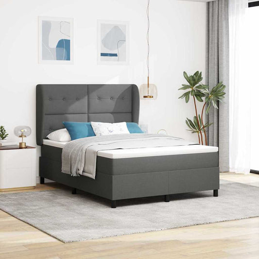 Letto a molle con testiera Grigio scuro 140 x 190 cm Tessuto | homemem39