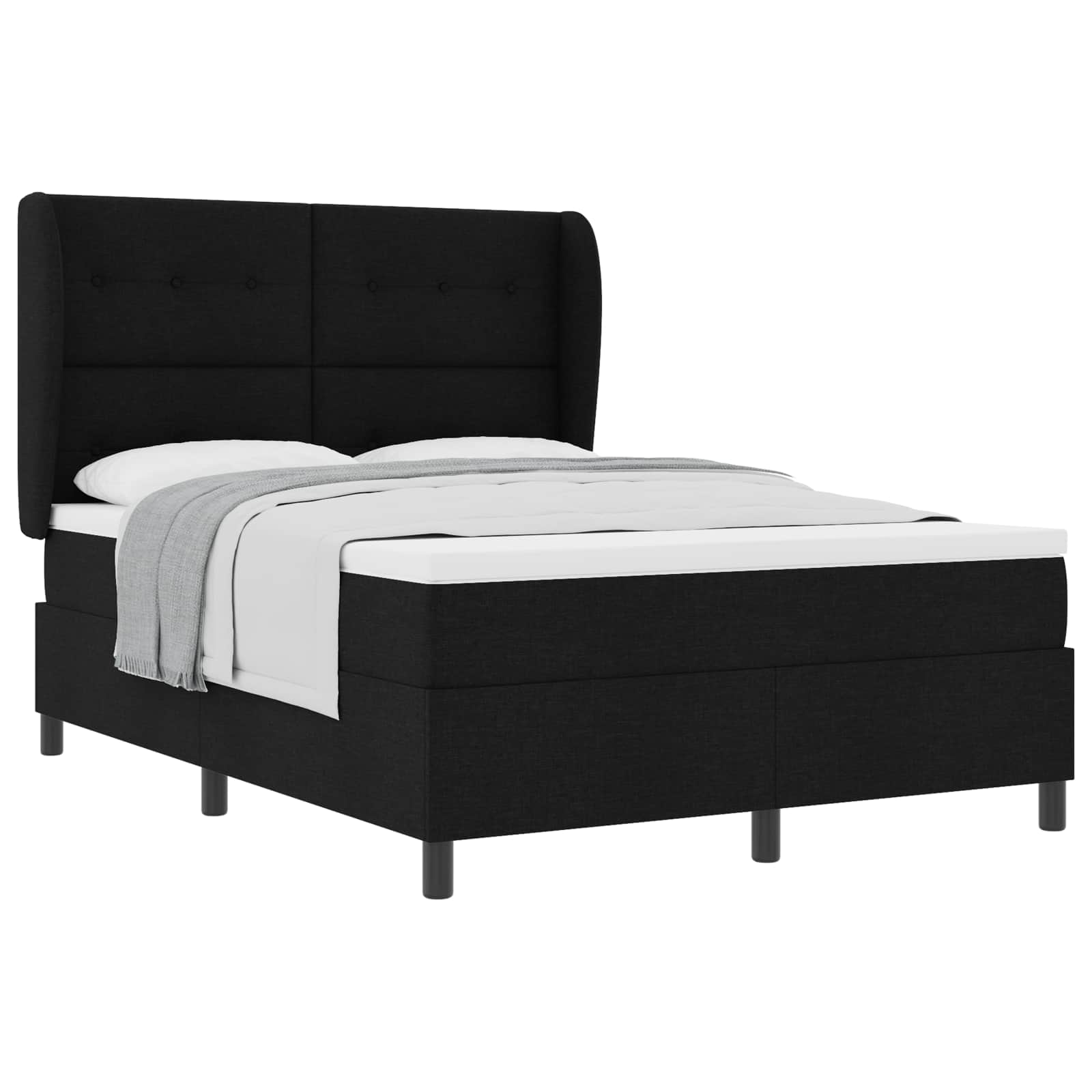 Letto a molle con testiera Nero 140 x 190 cm Tessuto | homemem39