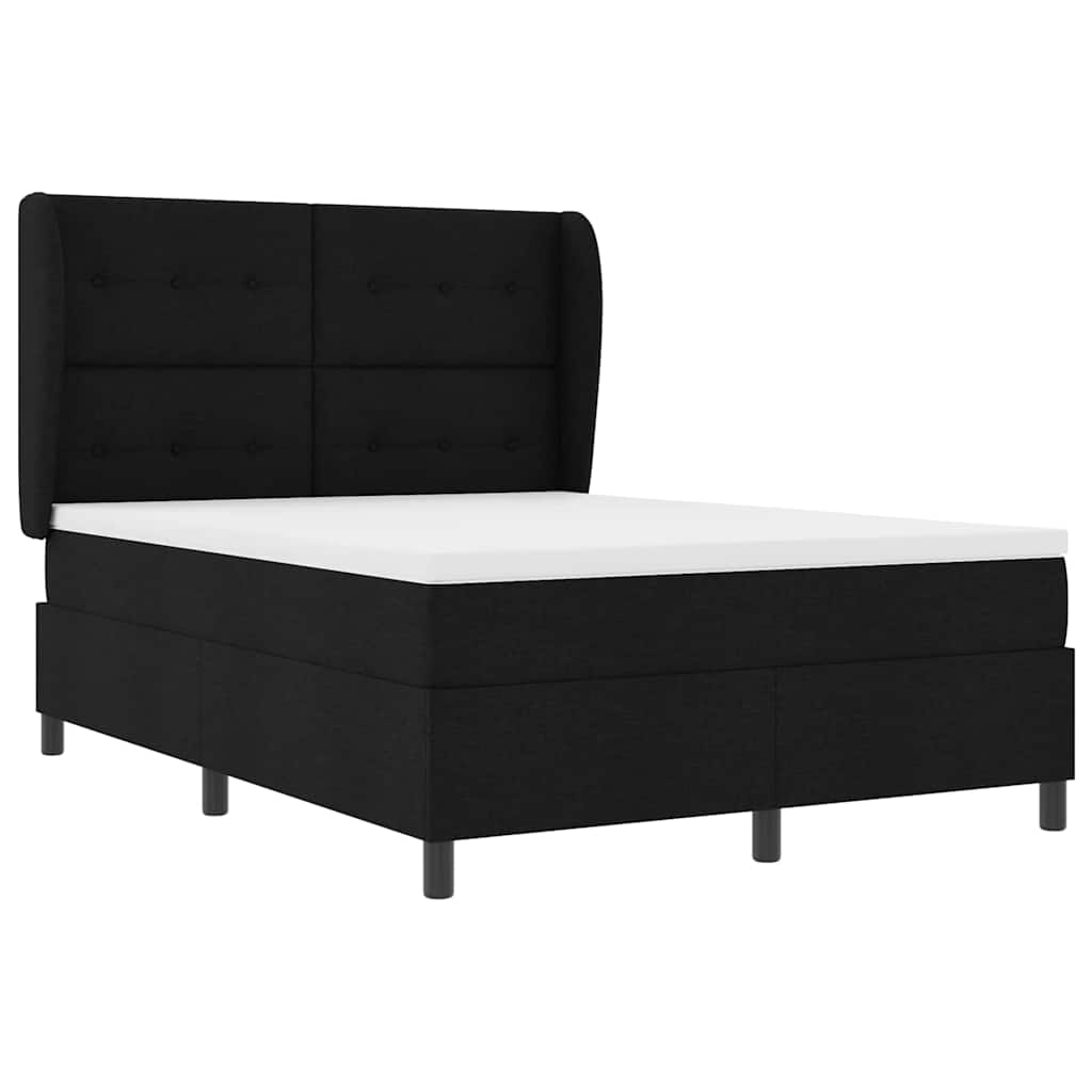 Letto a molle con testiera Nero 140 x 190 cm Tessuto | homemem39
