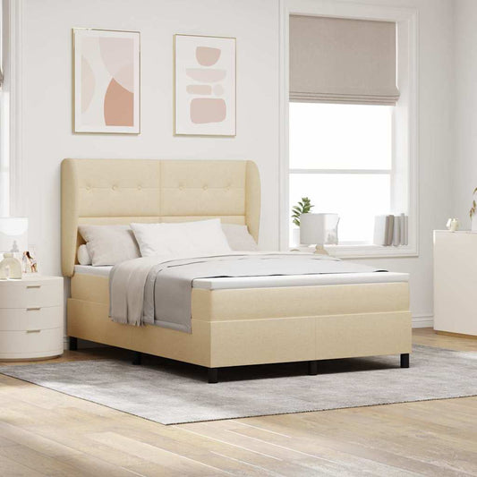 Letto a molle con testiera Crema 140 x 190 cm Tessuto | homemem39