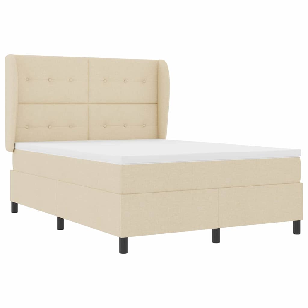 Letto a molle con testiera Crema 140 x 190 cm Tessuto | homemem39