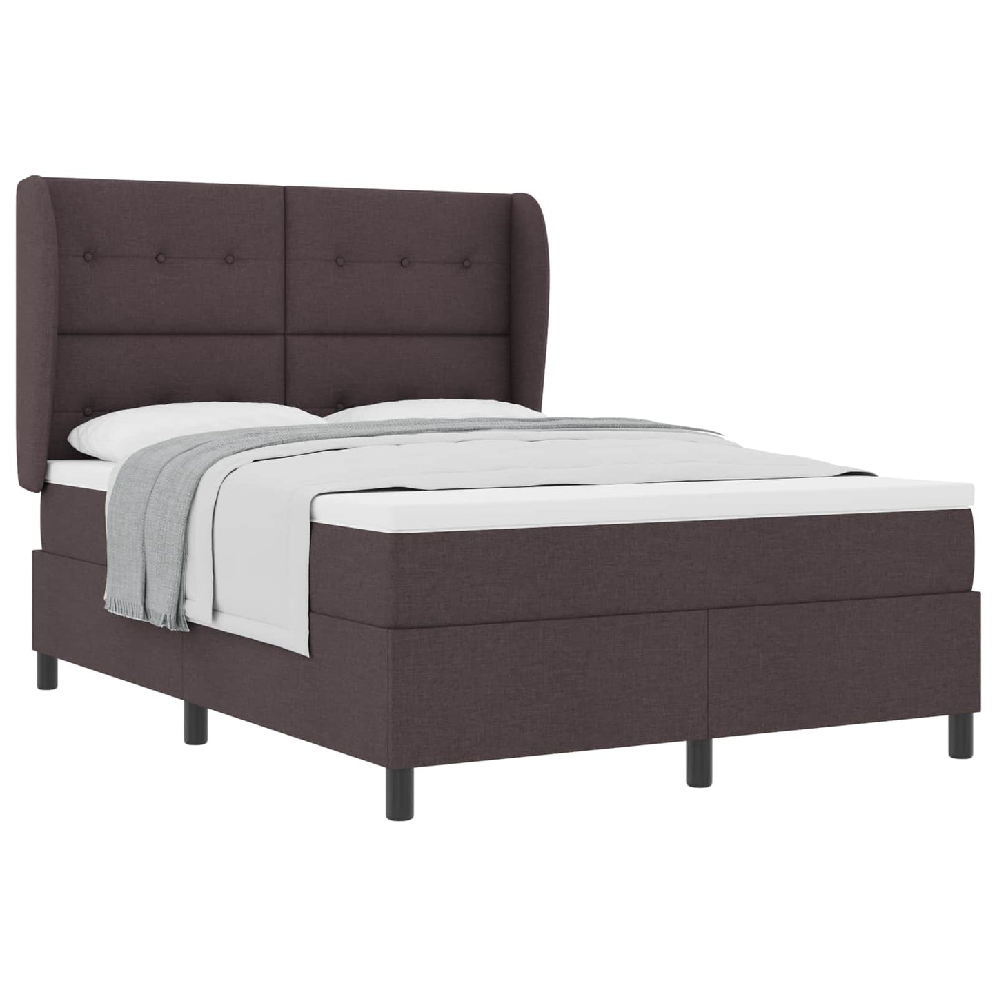 Letto a molle con testiera Marrone scuro 140 x 200 cm Tessuto | homemem39