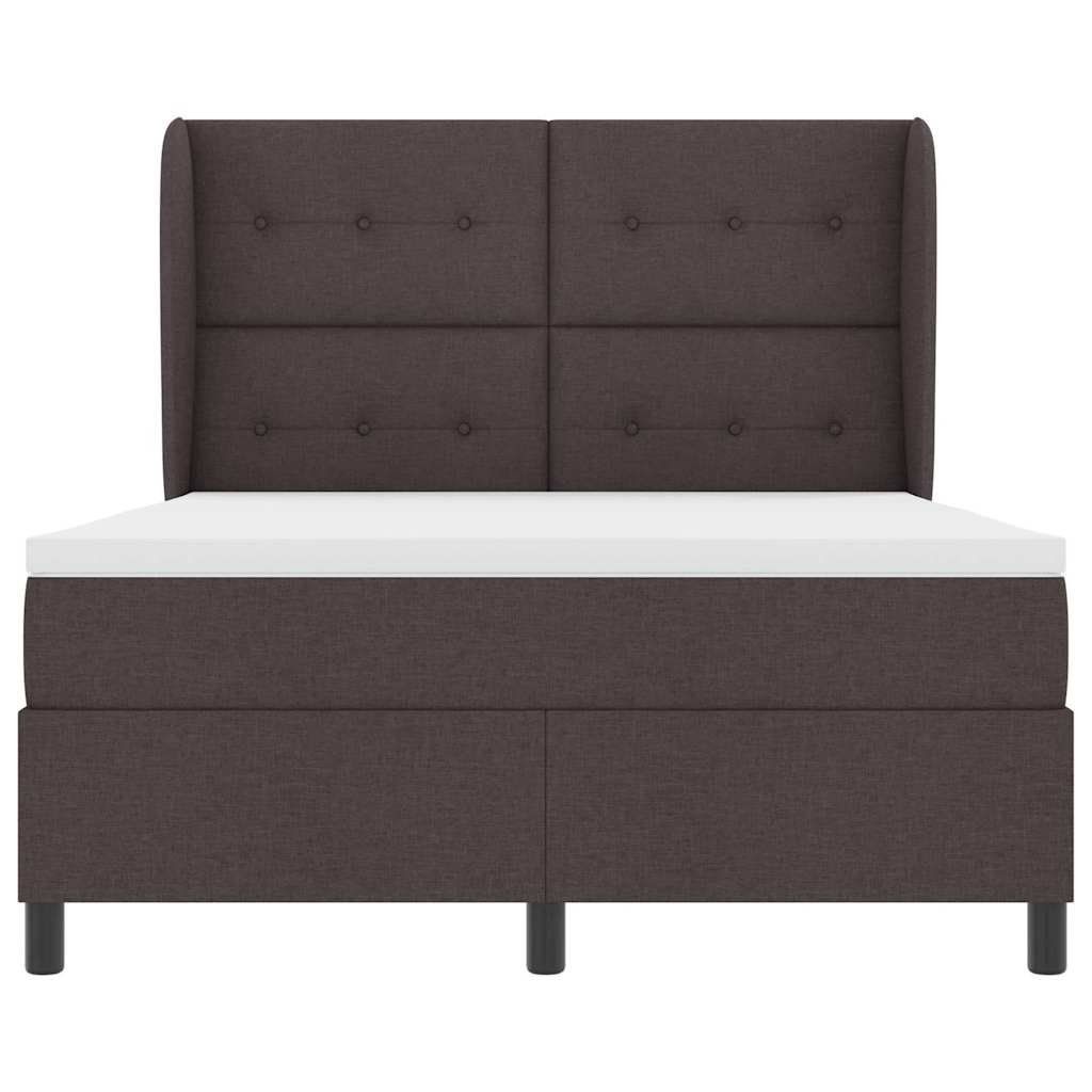 Letto a molle con testiera Marrone scuro 140 x 200 cm Tessuto | homemem39