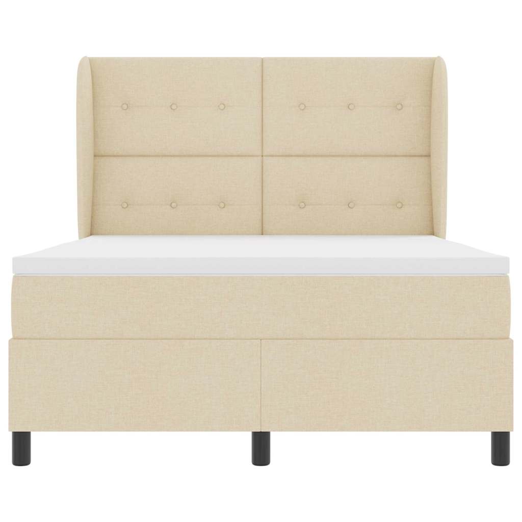 Letto a molle con testiera Crema 140 x 200 cm Tessuto | homemem39