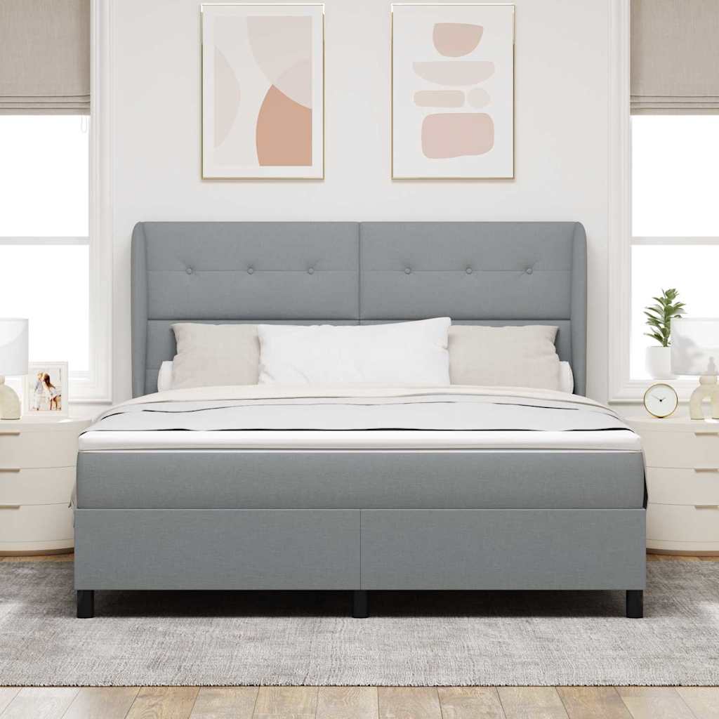 Letto a molle con materasso Grigio chiaro 180 x 200 cm Tessuto