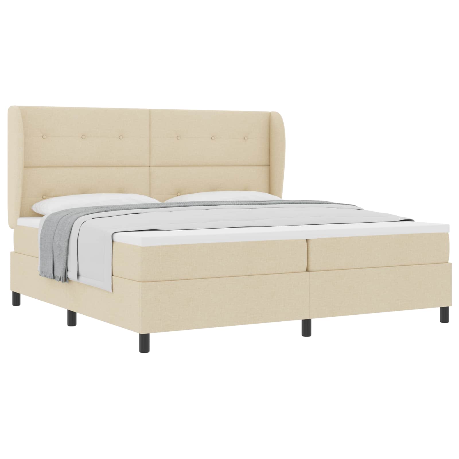 Letto a molle con testiera Crema 200 x 200 cm Tessuto | homemem39