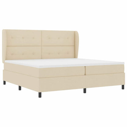 Letto a molle con testiera Crema 200 x 200 cm Tessuto | homemem39