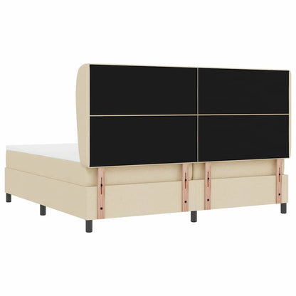 Letto a molle con testiera Crema 200 x 200 cm Tessuto | homemem39