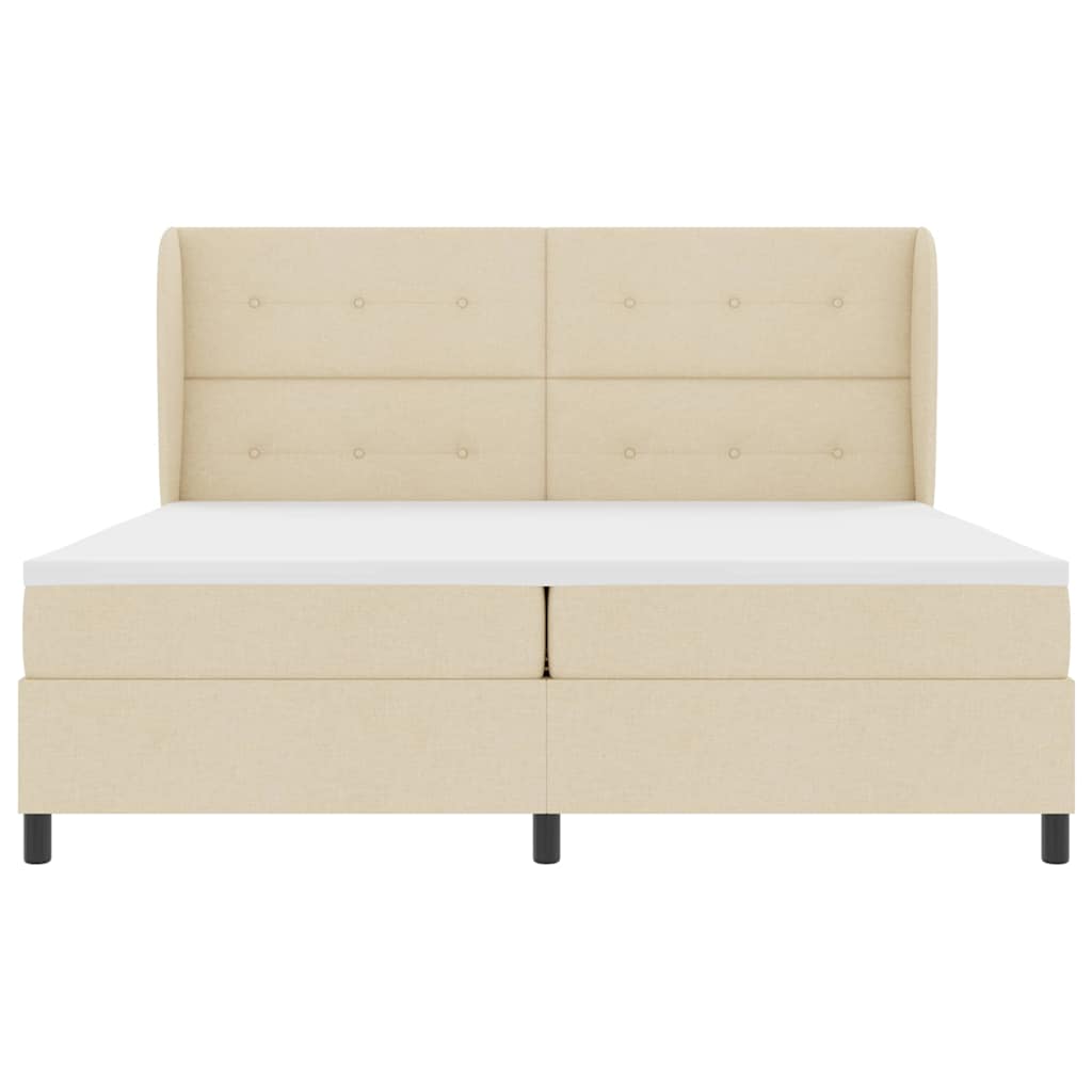 Letto a molle con testiera Crema 200 x 200 cm Tessuto | homemem39