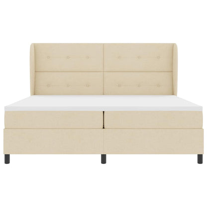 Letto a molle con testiera Crema 200 x 200 cm Tessuto | homemem39