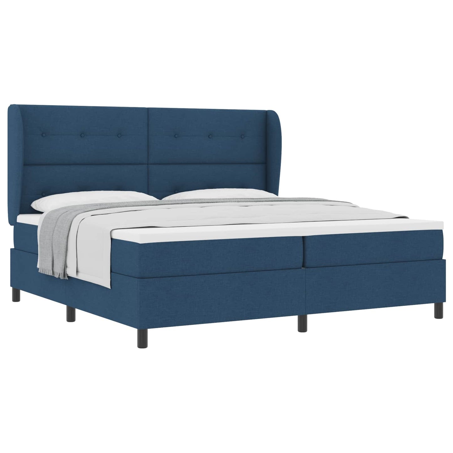 Letto a molle con testiera Blu 200 x 200 cm Tessuto | homemem39
