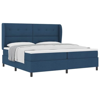 Letto a molle con testiera Blu 200 x 200 cm Tessuto | homemem39
