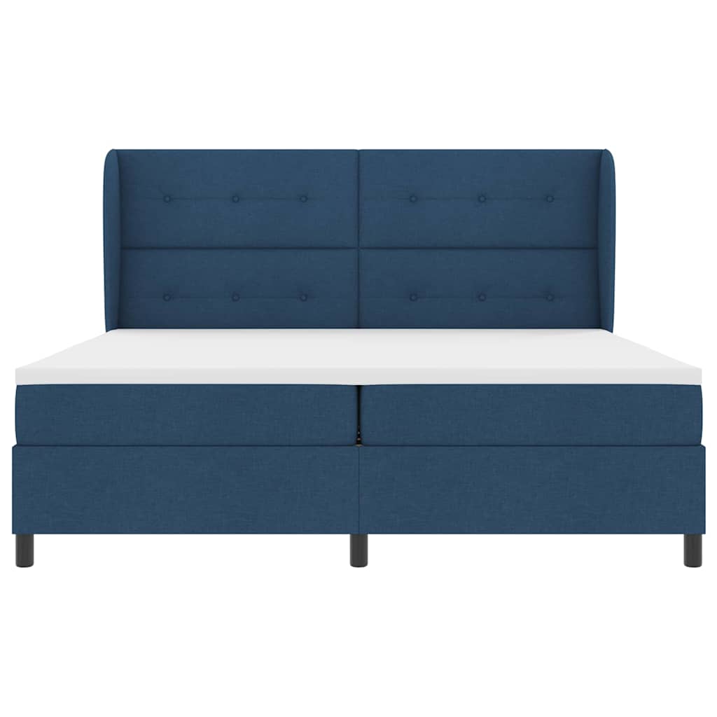 Letto a molle con testiera Blu 200 x 200 cm Tessuto | homemem39