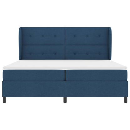 Letto a molle con testiera Blu 200 x 200 cm Tessuto | homemem39