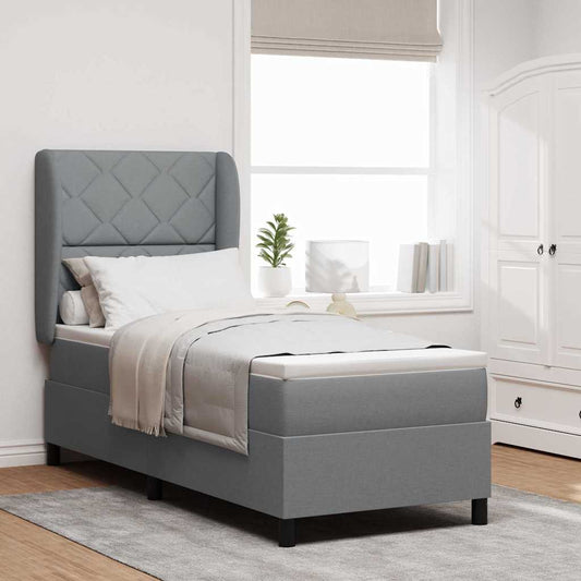 Letto a molle con testiera Grigio chiaro 80 x 200 cm Tessuto - homemem39