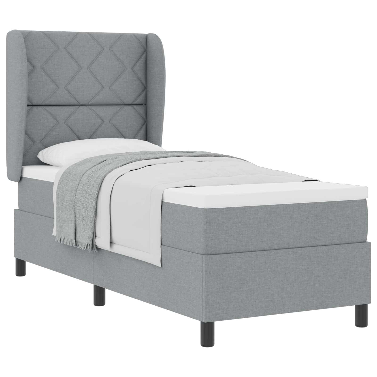 Letto a molle con testiera Grigio chiaro 80 x 200 cm Tessuto | homemem39