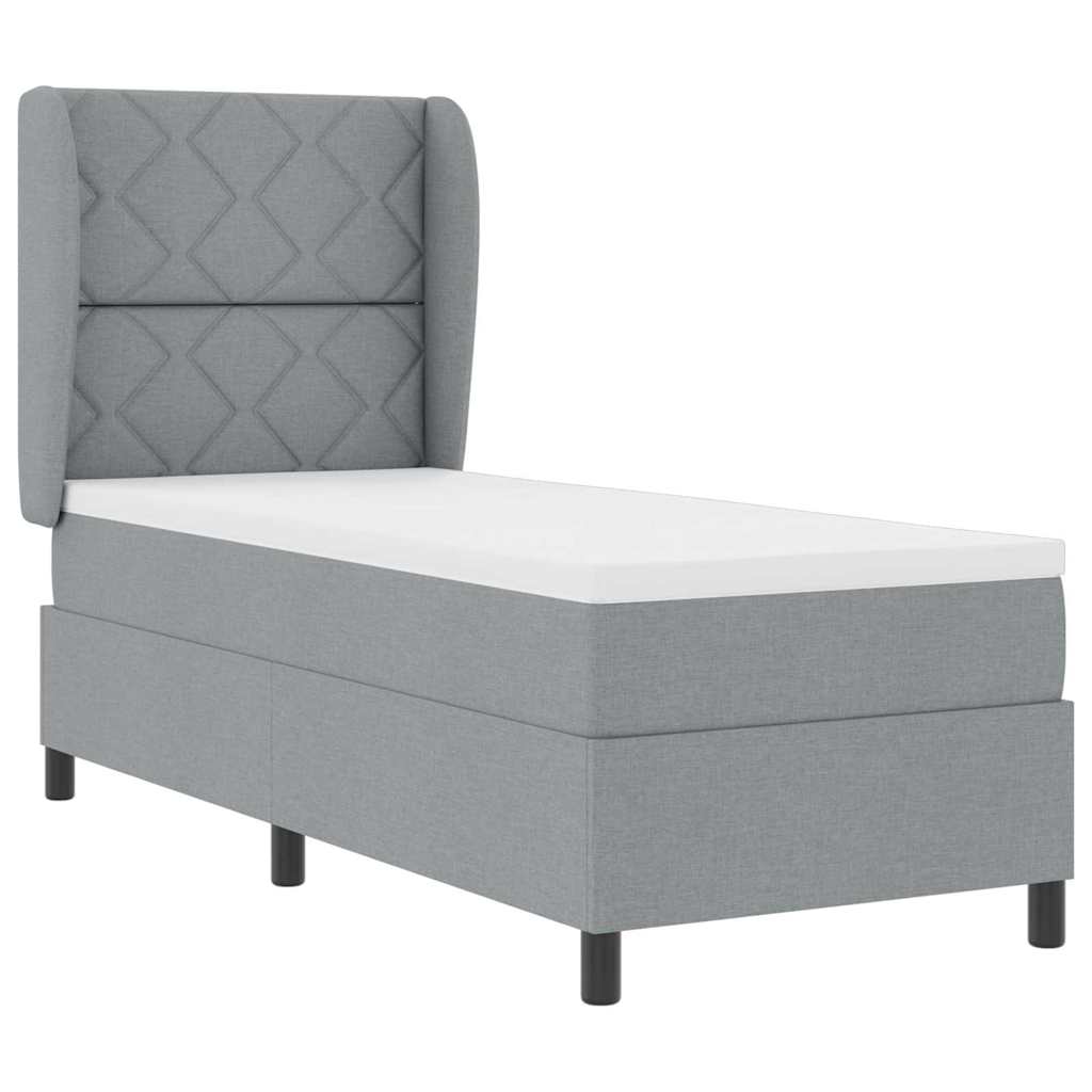Letto a molle con testiera Grigio chiaro 80 x 200 cm Tessuto | homemem39