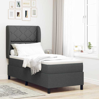 Letto a molle con testiera Grigio scuro 80 x 200 cm Tessuto | homemem39