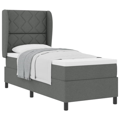 Letto a molle con testiera Grigio scuro 80 x 200 cm Tessuto | homemem39