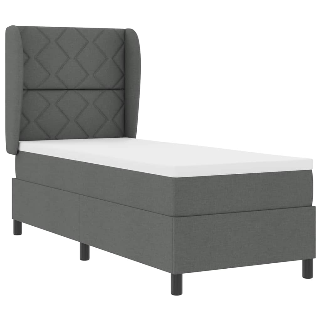 Letto a molle con testiera Grigio scuro 80 x 200 cm Tessuto | homemem39