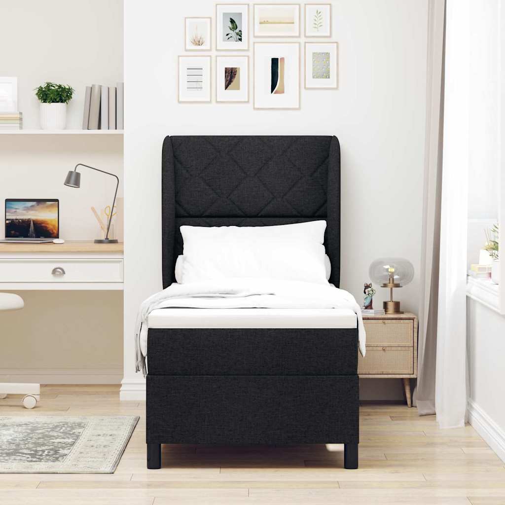 Letto a molle con testiera Nero 80 x 200 cm Tessuto | homemem39