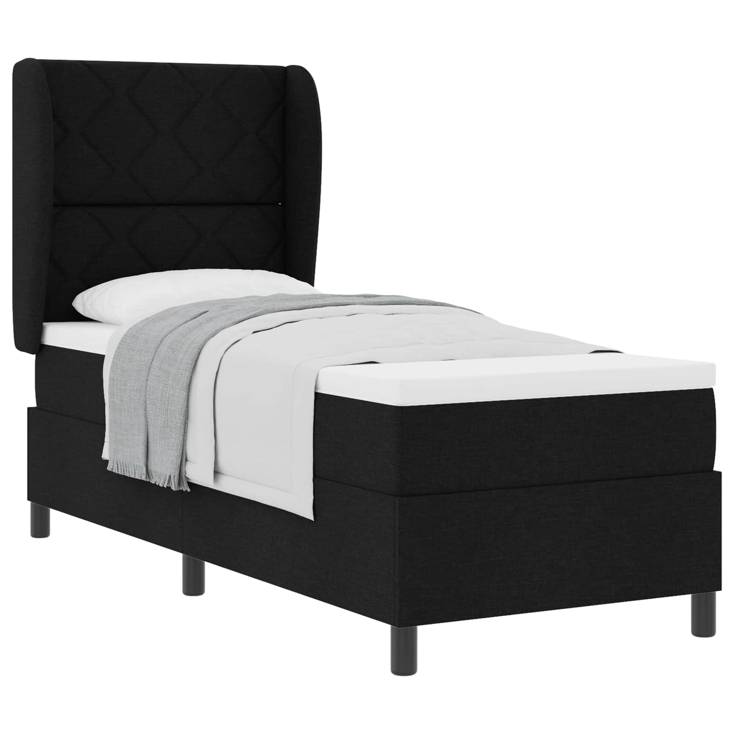 Letto a molle con testiera Nero 80 x 200 cm Tessuto | homemem39