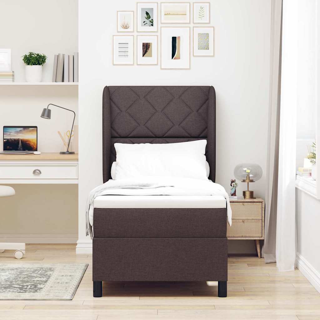 Letto a molle con testiera Marrone scuro 80 x 200 cm Tessuto | homemem39