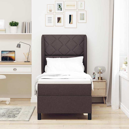 Letto a molle con testiera Marrone scuro 80 x 200 cm Tessuto | homemem39