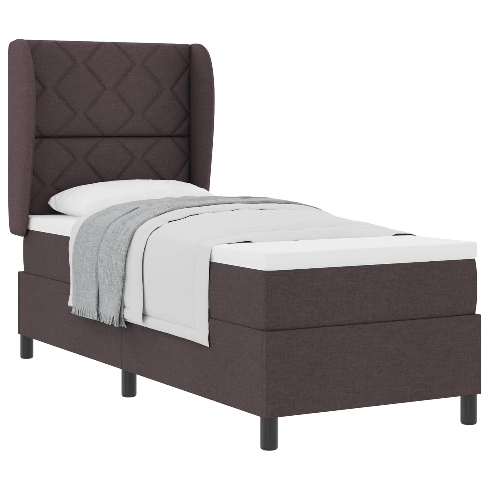 Letto a molle con testiera Marrone scuro 80 x 200 cm Tessuto | homemem39