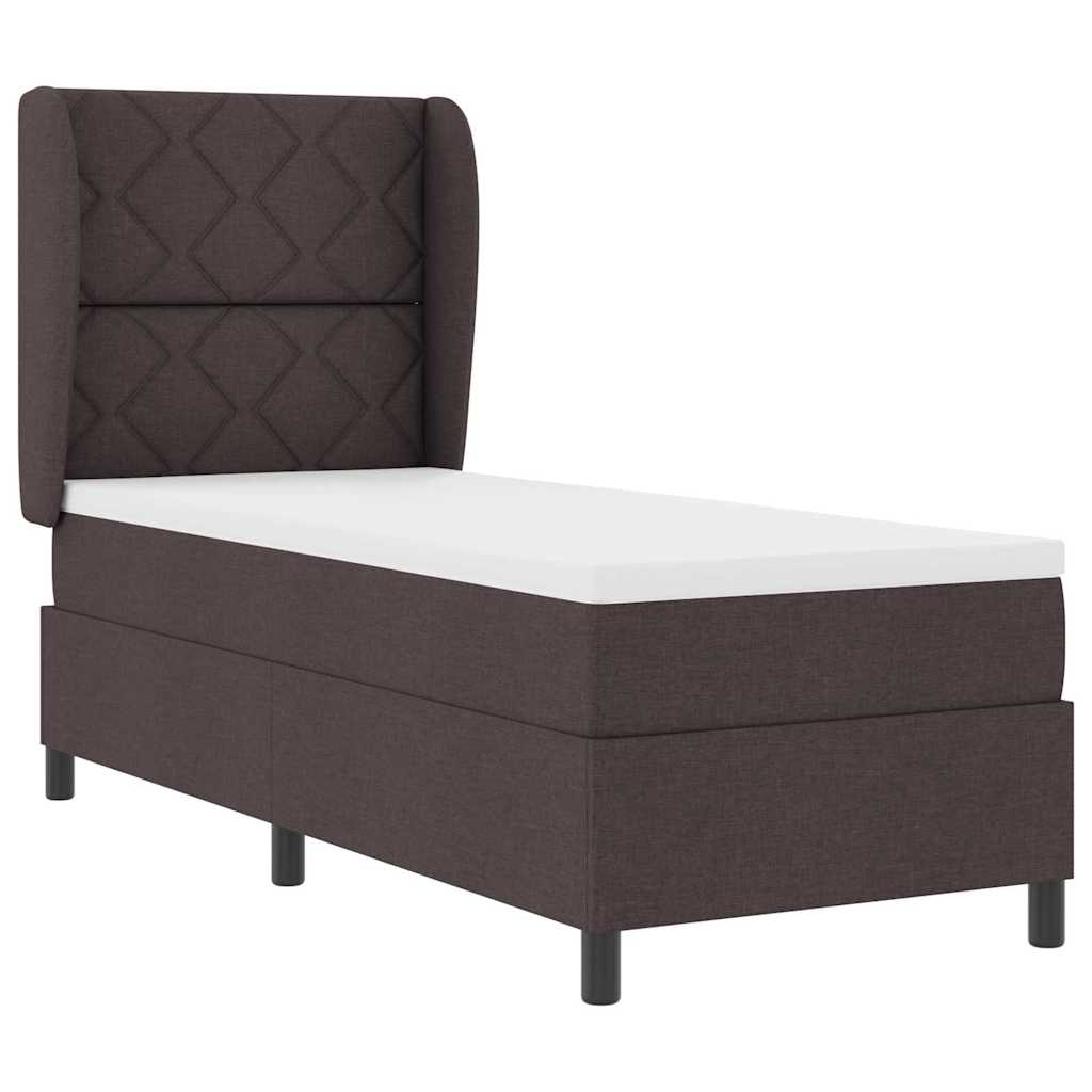Letto a molle con testiera Marrone scuro 80 x 200 cm Tessuto | homemem39