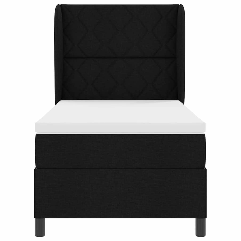 Letto a molle con testiera Nero 90 x 190 cm Tessuto | homemem39
