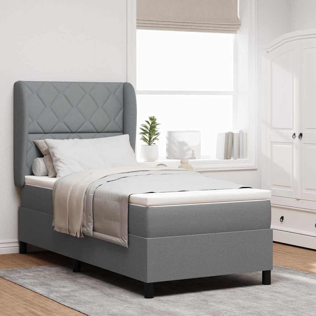 Letto a molle con testiera Grigio chiaro 100 x 200 cm Tessuto | homemem39