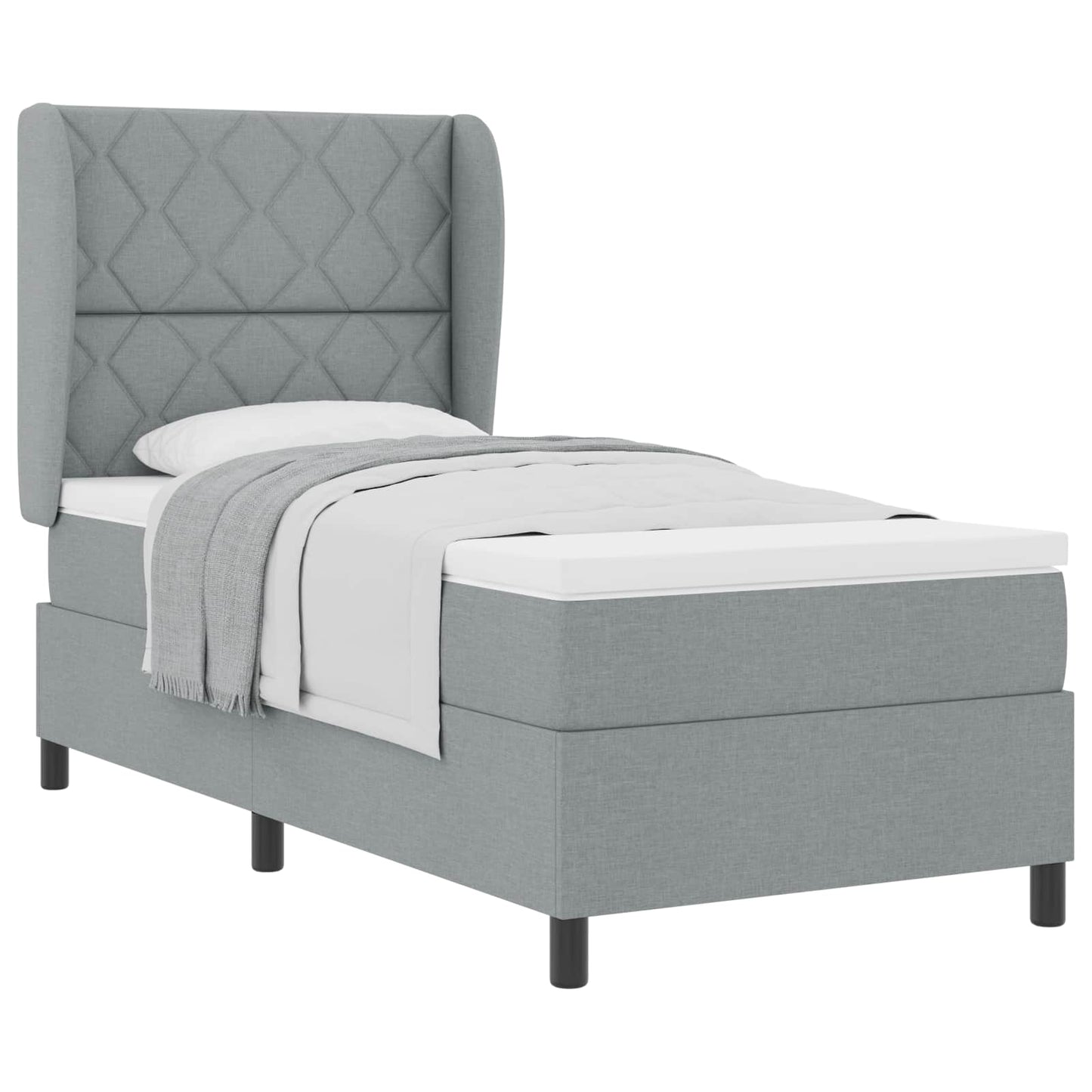 Letto a molle con testiera Grigio chiaro 100 x 200 cm Tessuto | homemem39