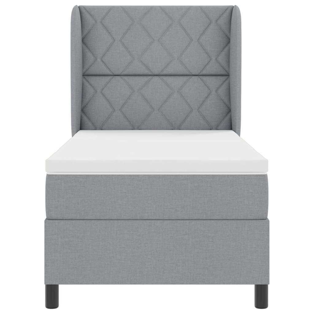 Letto a molle con testiera Grigio chiaro 100 x 200 cm Tessuto | homemem39