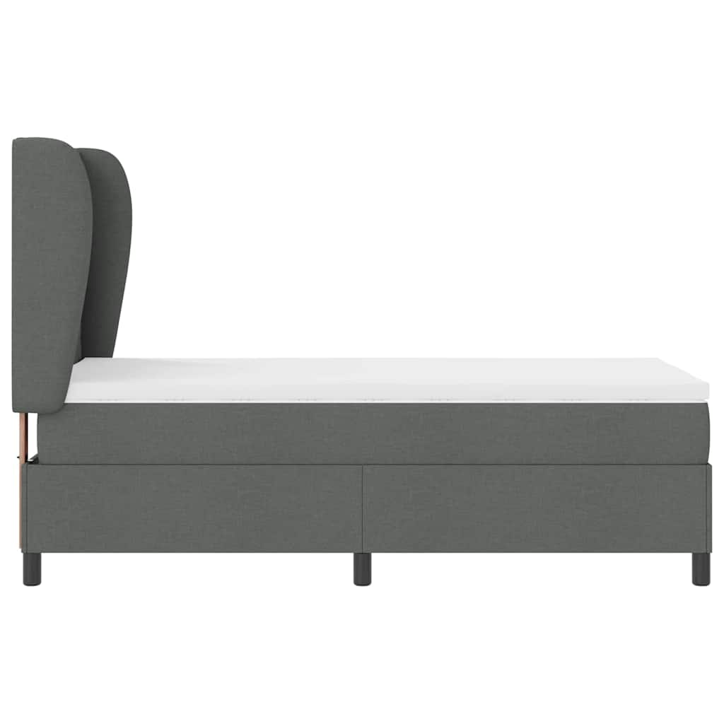 Letto a molle con materasso Grigio scuro 100 x 200 cm Tessuto
