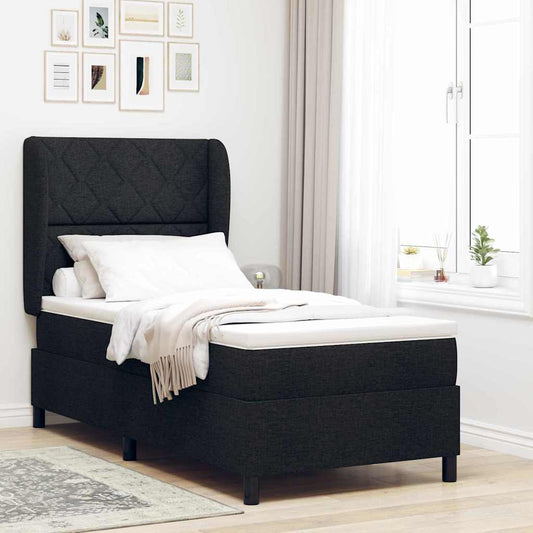 Letto a molle con testiera Nero 100 x 200 cm Tessuto | homemem39