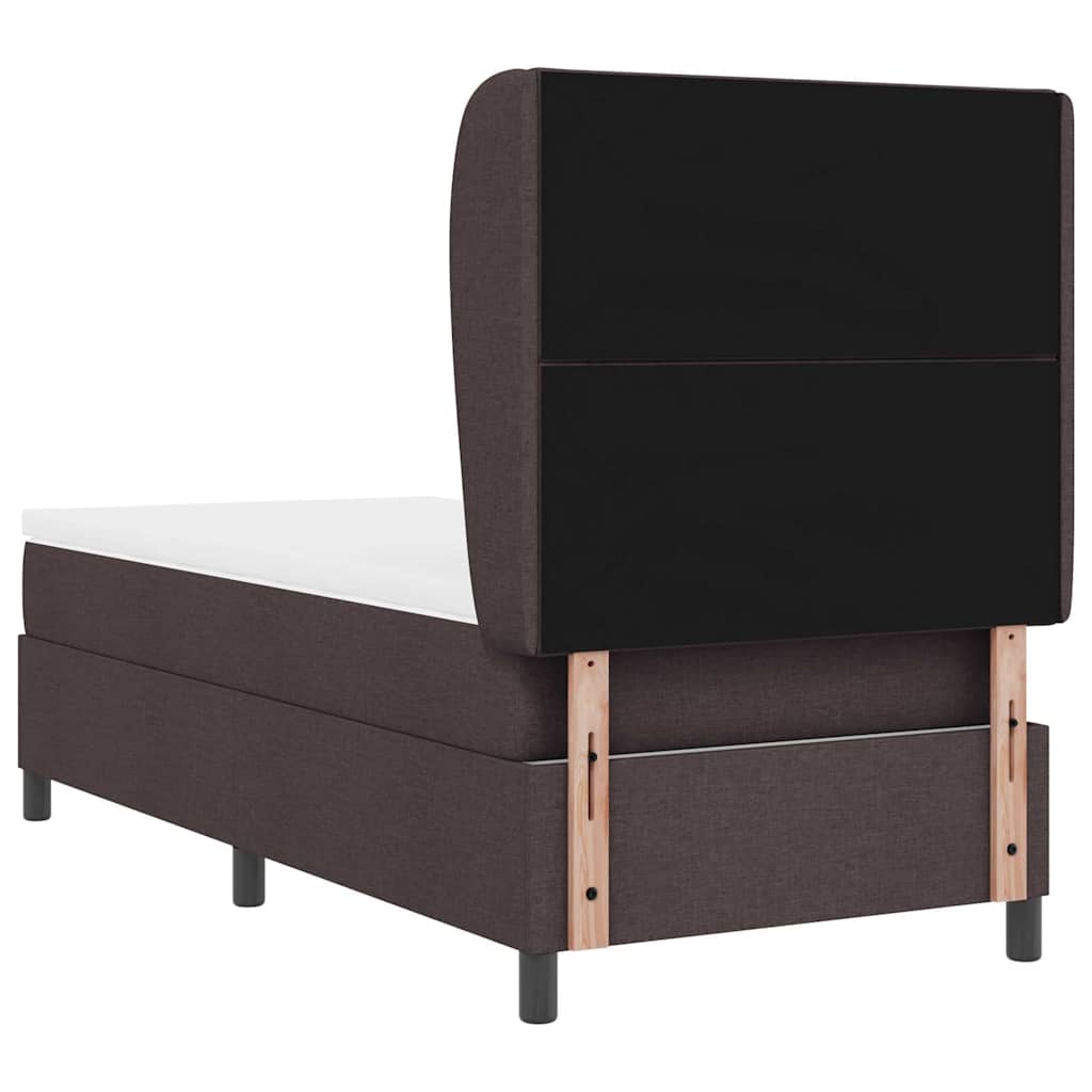 Letto a molle con testiera Marrone scuro 100 x 200 cm Tessuto | homemem39