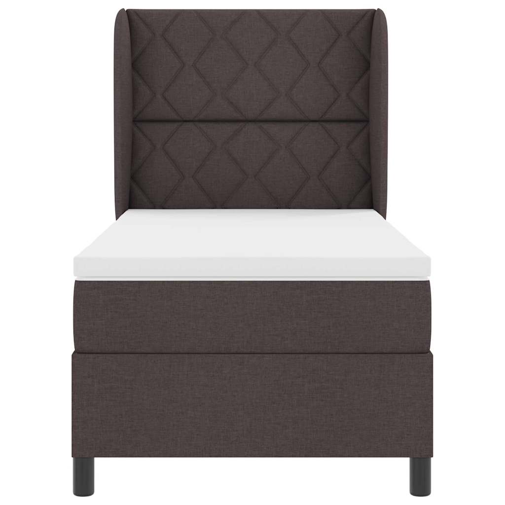 Letto a molle con testiera Marrone scuro 100 x 200 cm Tessuto | homemem39