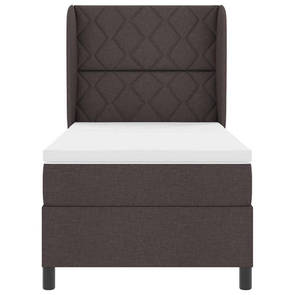 Letto a molle con testiera Marrone scuro 100 x 200 cm Tessuto | homemem39