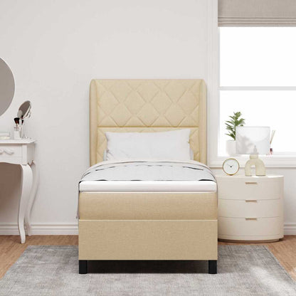 Letto a molle con testiera Crema 100 x 200 cm Tessuto | homemem39