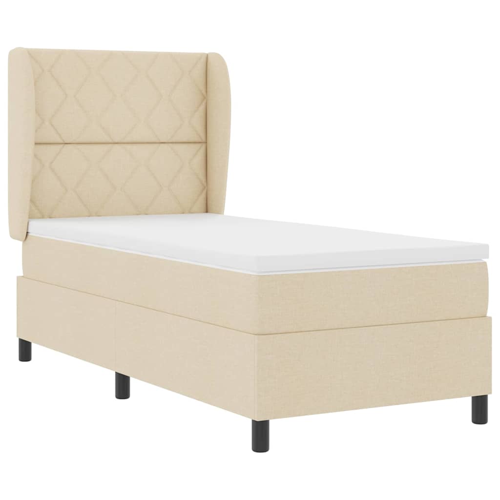 Letto a molle con testiera Crema 100 x 200 cm Tessuto | homemem39