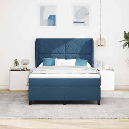 Letto a molle con testiera Blu 140 x 190 cm Tessuto | homemem39