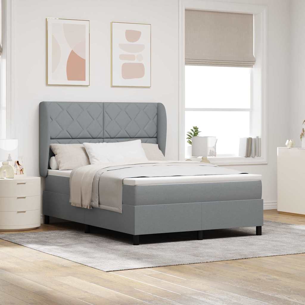 Letto a molle con testiera Grigio chiaro 160 x 200 cm Tessuto | homemem39