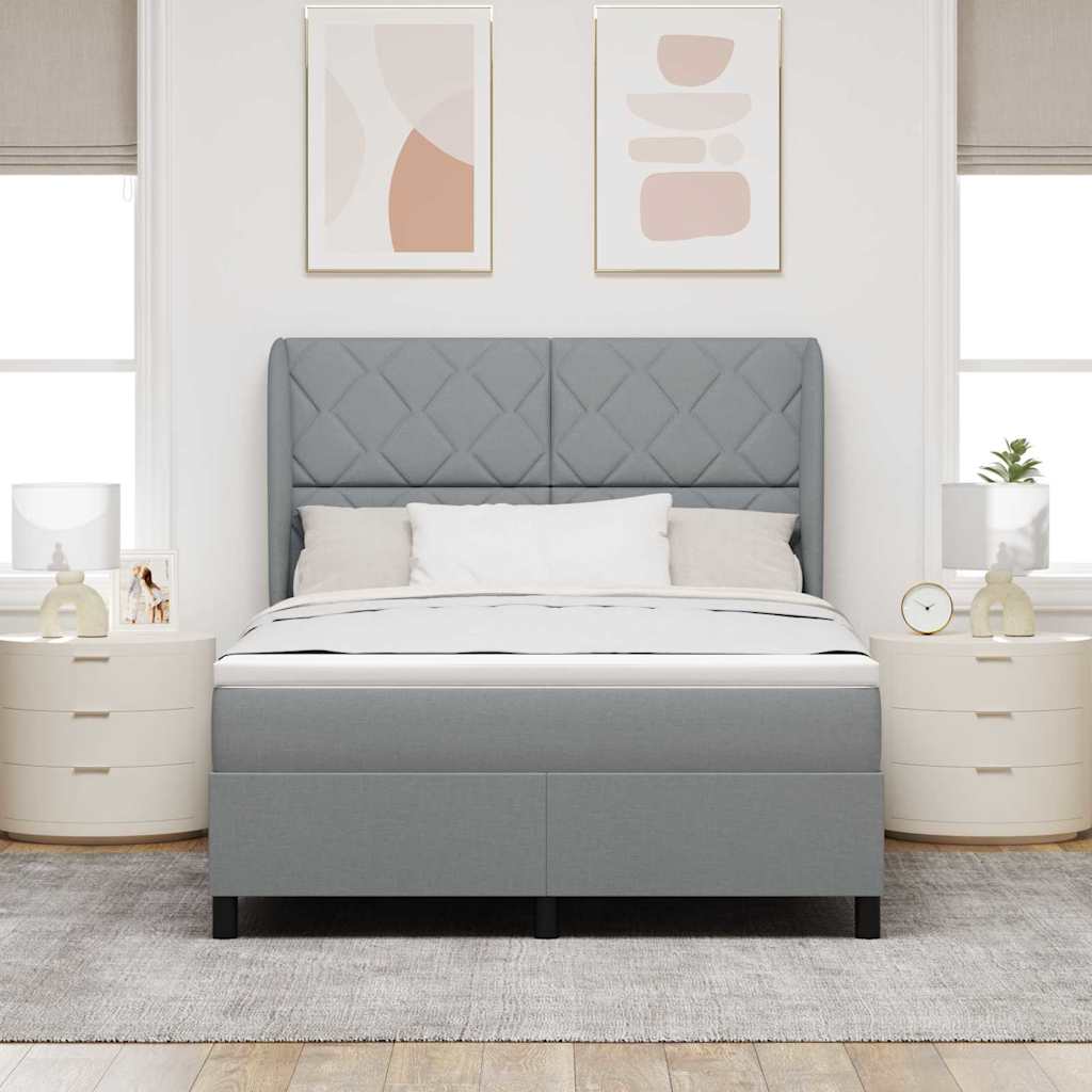 Letto a molle con testiera Grigio chiaro 160 x 200 cm Tessuto | homemem39