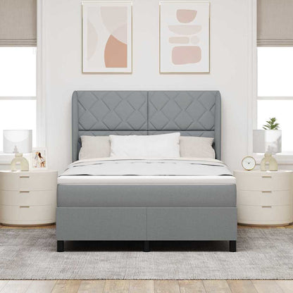 Letto a molle con testiera Grigio chiaro 160 x 200 cm Tessuto | homemem39