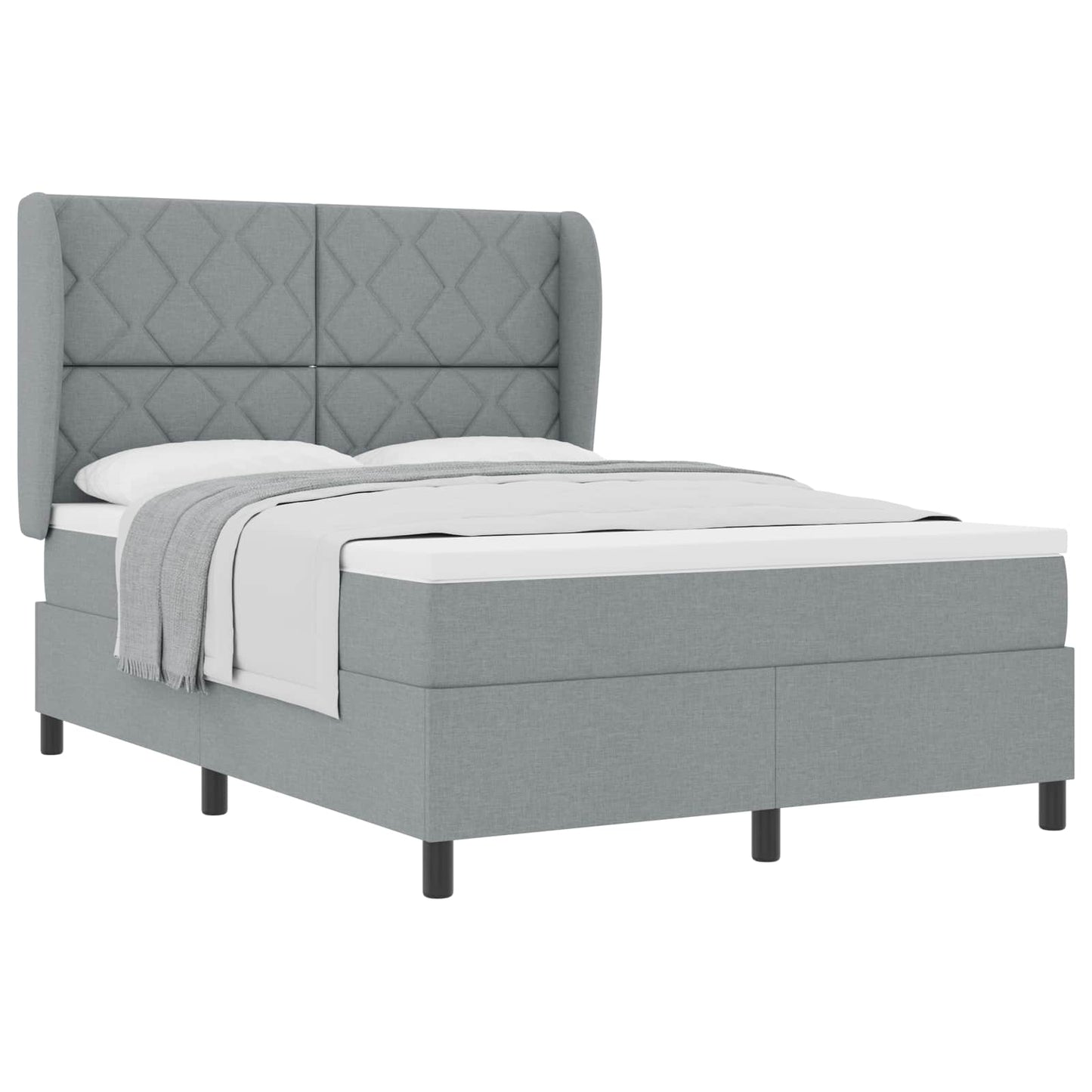 Letto a molle con testiera Grigio chiaro 160 x 200 cm Tessuto | homemem39